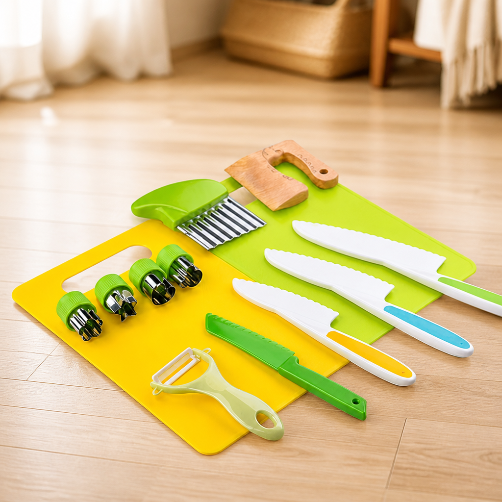 Kids Play Kitchen Set Montessori Safe Cutting Tools