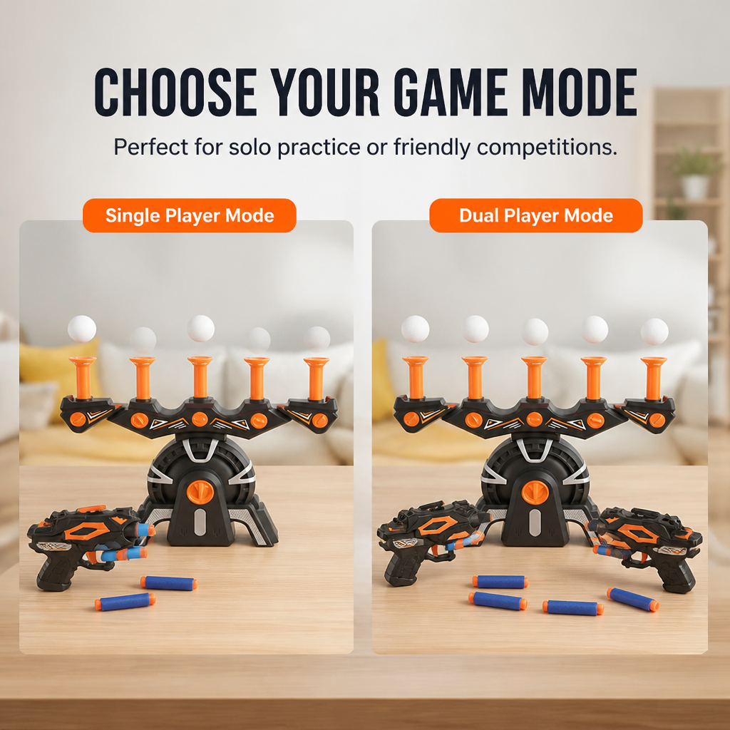 Target Shooting Game Floating Hover Balls & Foam Blaster