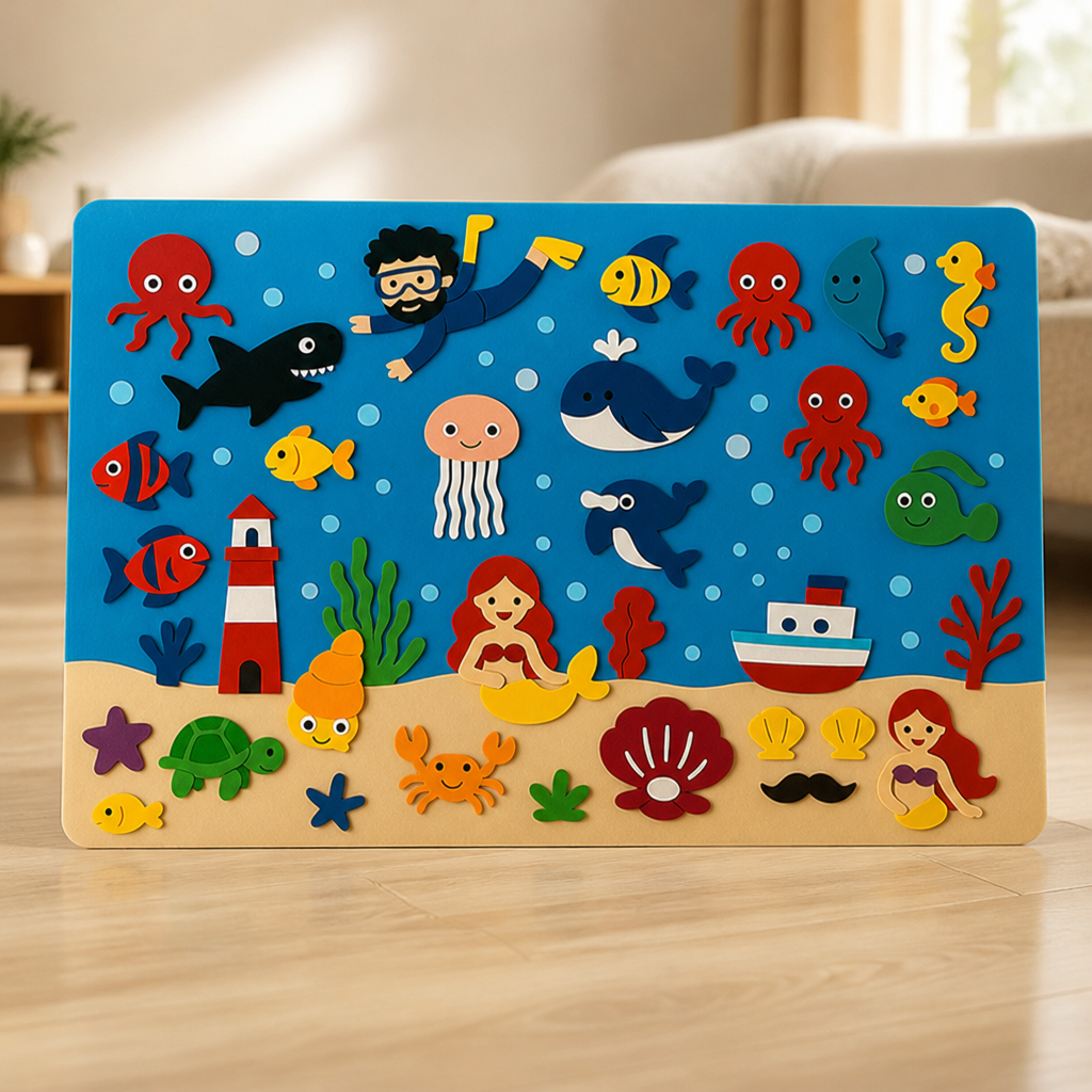 Kids Felt Board Reusable Stickers 75 x 103 Cm