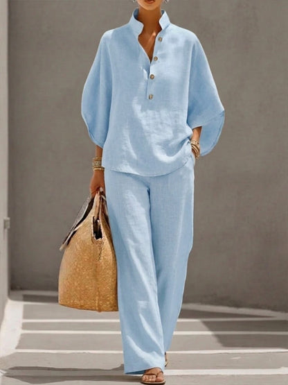 ZephyrLux™ Cotton & Linen Set — Feel Fresh, Flowing, and Effortlessly Elegant All Day Long