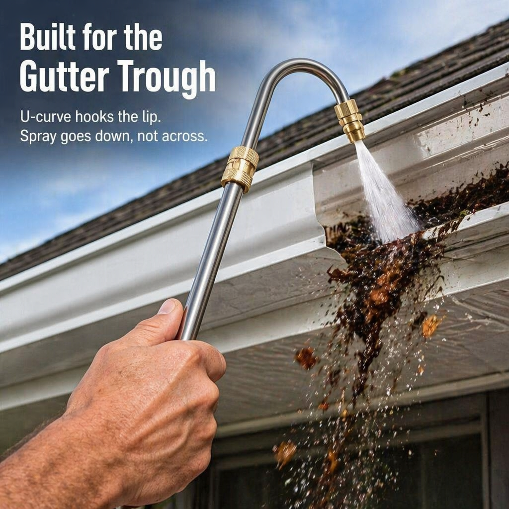 SkySweep™ — Power-Clean Gutters, Siding & Upstairs Grime Without Climbing a Ladder