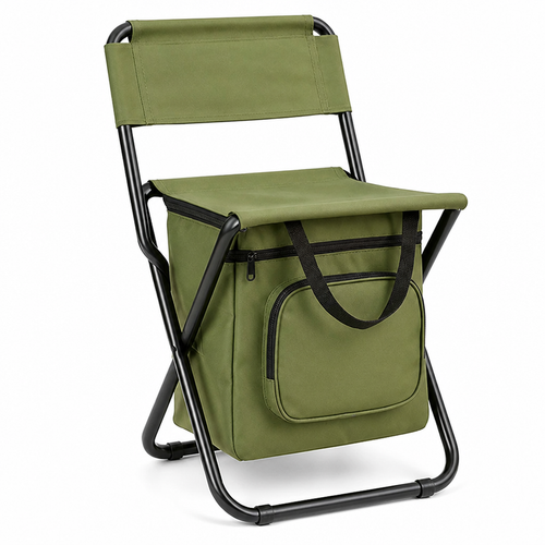 Camping Chair Foldable Insulated Cooler Steel Frame