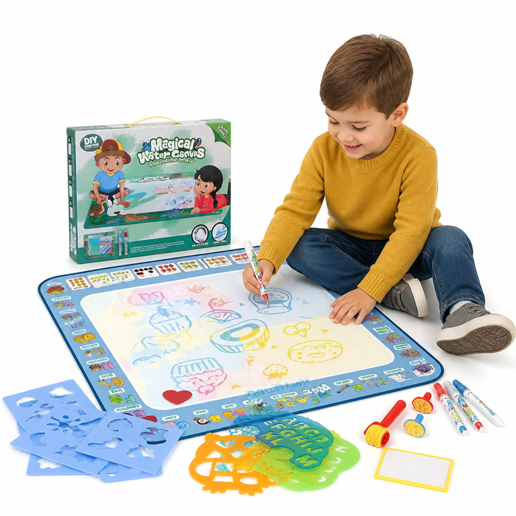 Water Drawing Mat Mess-Free Reusable Pens & Stencils
