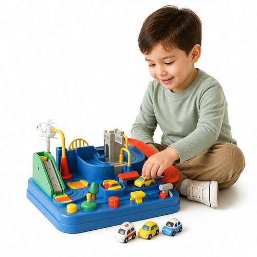 Kids Car Playset Interactive City Track Set Of 4