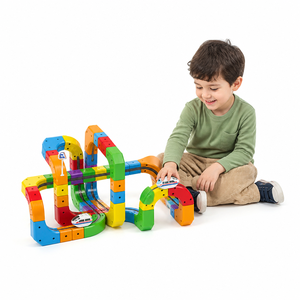 Kids Train Set Magnetic Track & Modular Blocks