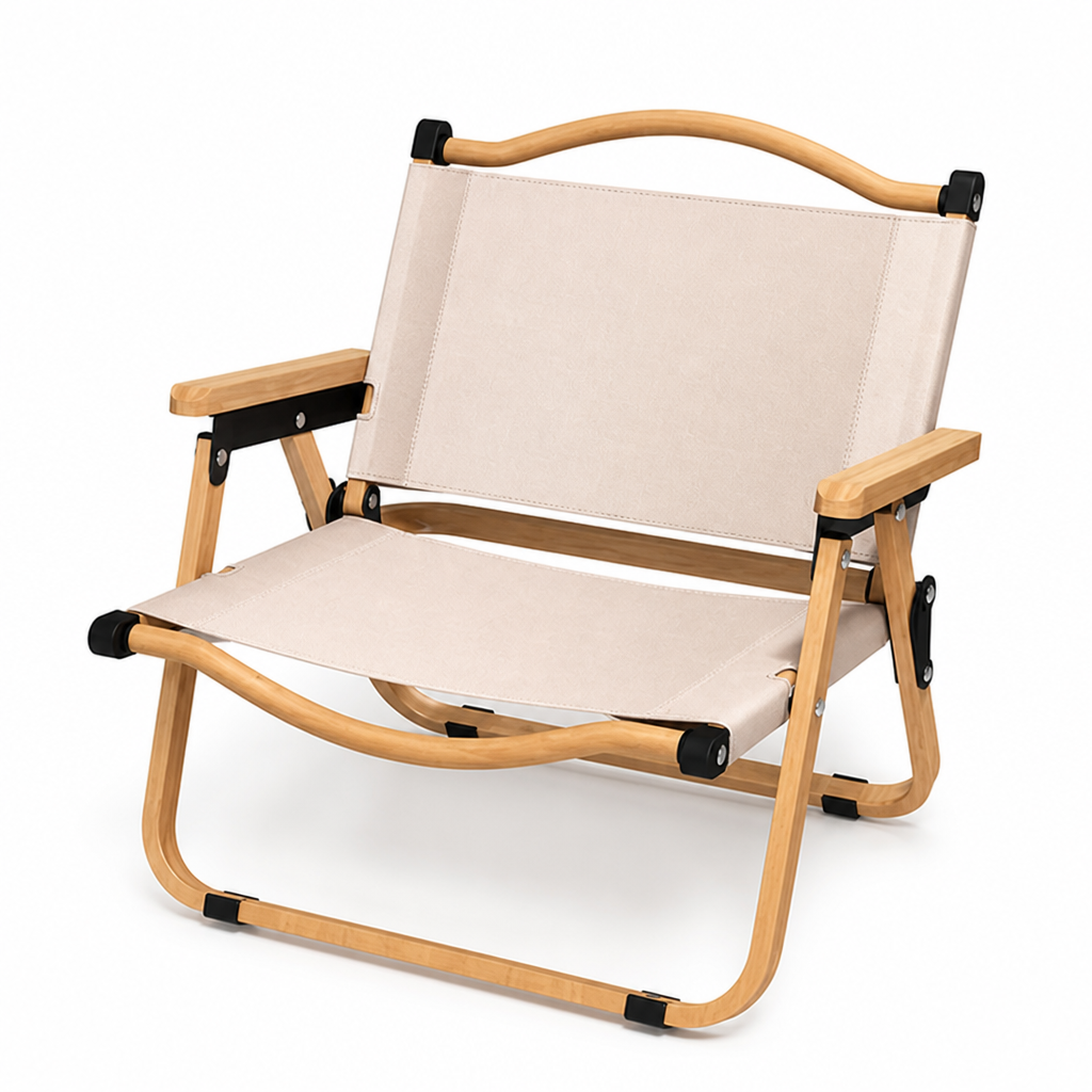 Outdoor Chair Foldable Lightweight Oxford Fabric & Beech Armrests