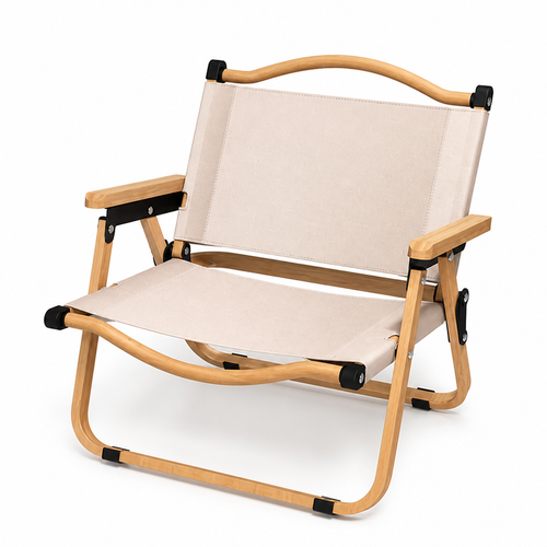 Outdoor Chair Foldable Lightweight Oxford Fabric & Beech Armrests