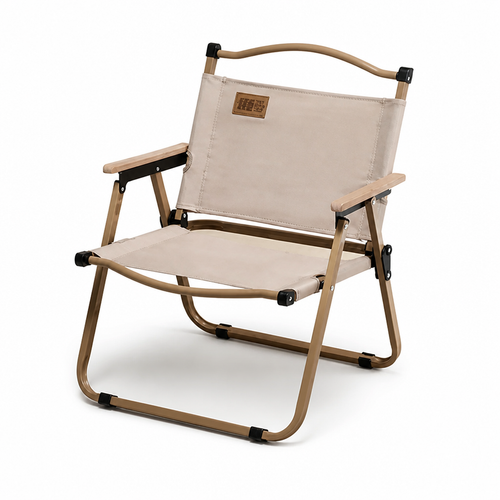 Camping Chair Foldable Wooden Armrests Heavy Duty 838 Lbs