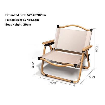 Outdoor Chair Foldable Lightweight Oxford Fabric & Beech Armrests