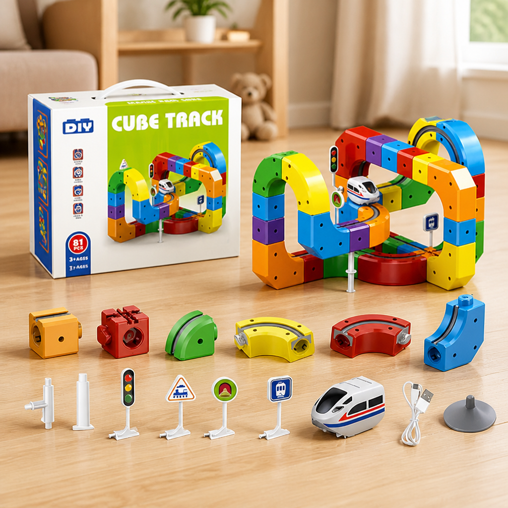 Kids Train Set Magnetic Track & Modular Blocks