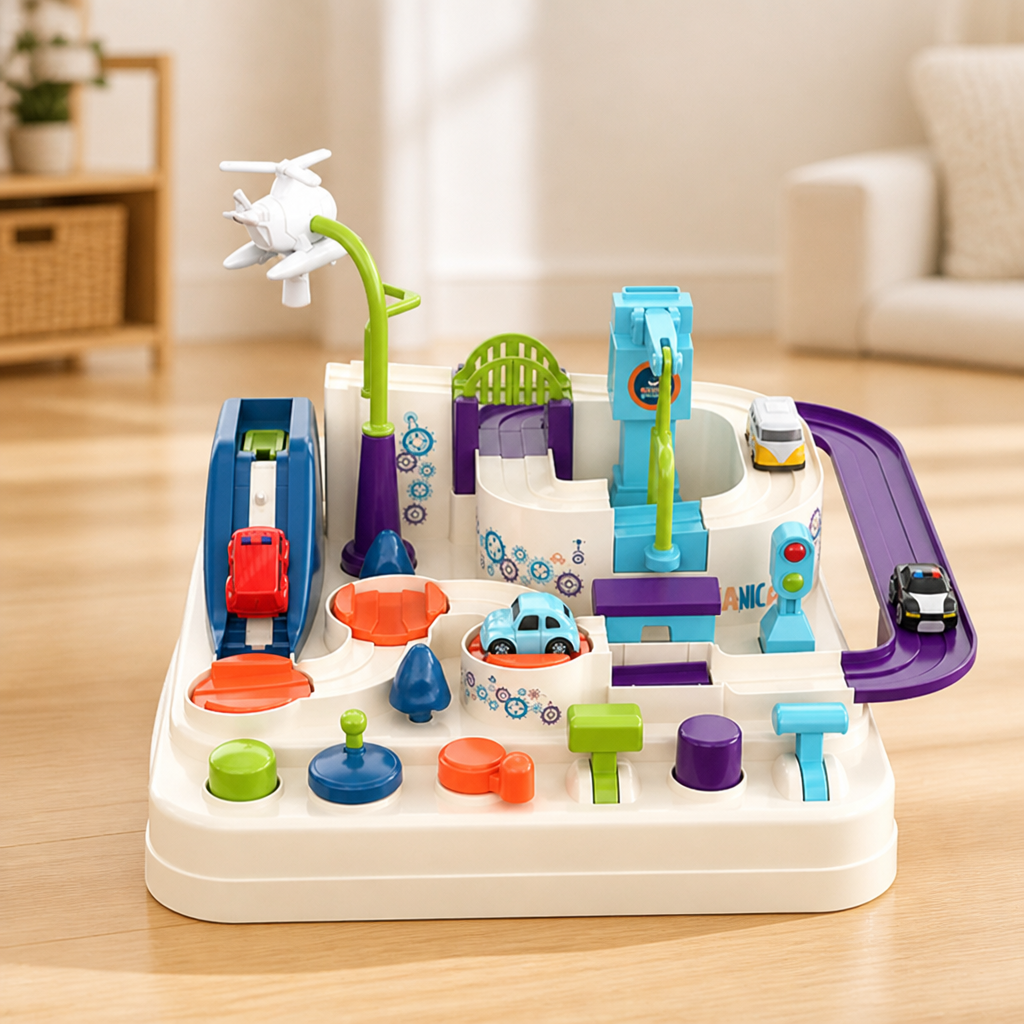 Kids Car Playset Interactive City Track Set Of 4