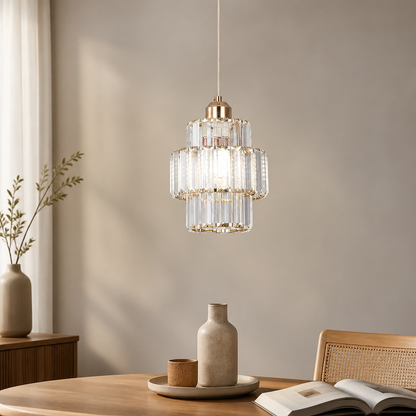 Crystal Pendant Light | Nordic LED | Iron Frame, Adjustable Length for Living & Dining