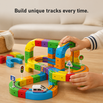 Kids Train Set Magnetic Track & Modular Blocks