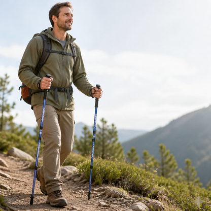 Trekking Poles Adjustable Foldable Aluminum Shaft & Tungsten Tips