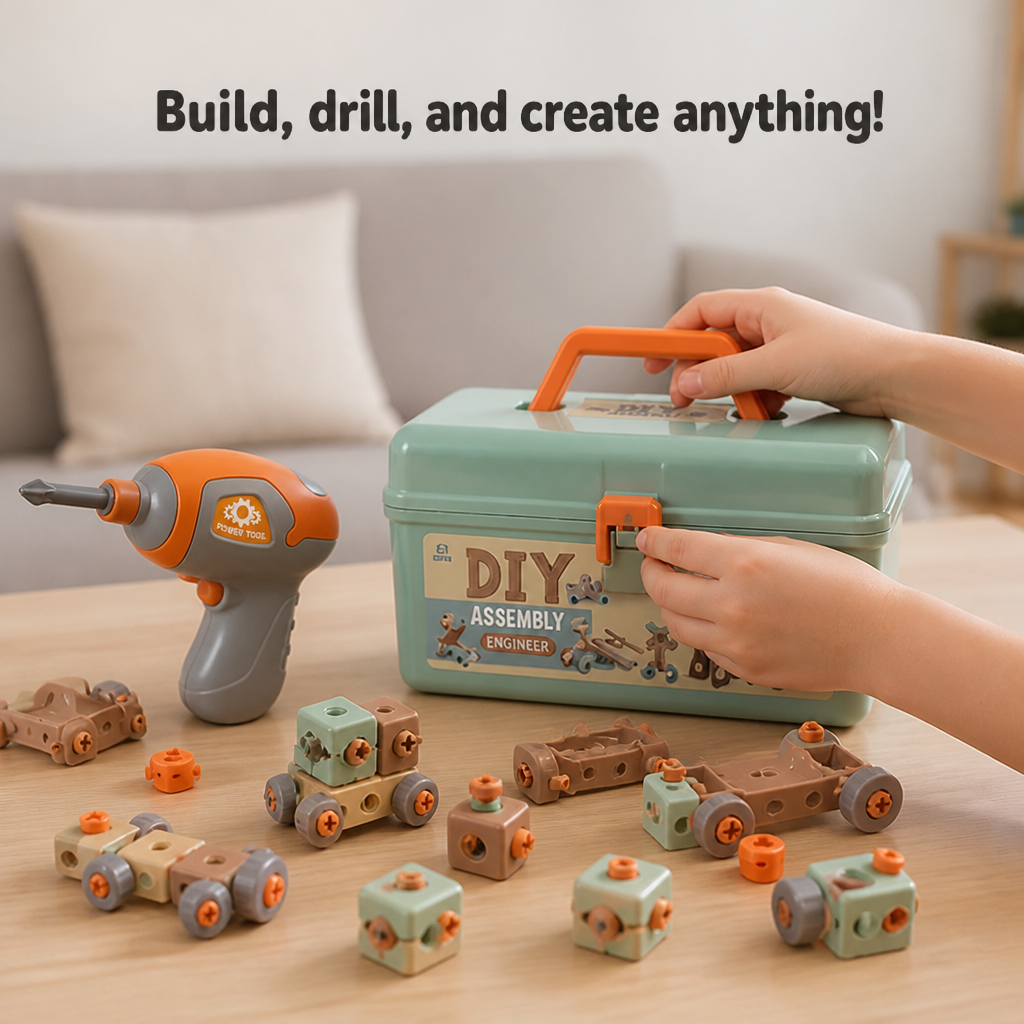 Building Set 144 Piece Toy Drill & Storage Case