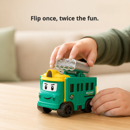 Transforming Toy Car 2-In-1 One-Hand Flip Durable Plastic