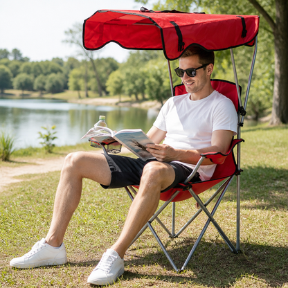 Folding Chair Integrated Sun Canopy Lightweight & Foldable