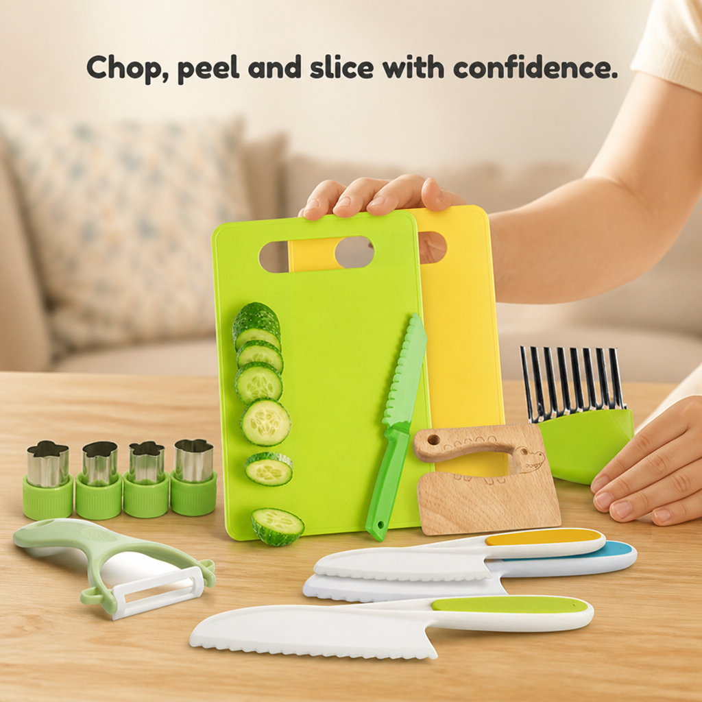 Kids Play Kitchen Set Montessori Safe Cutting Tools
