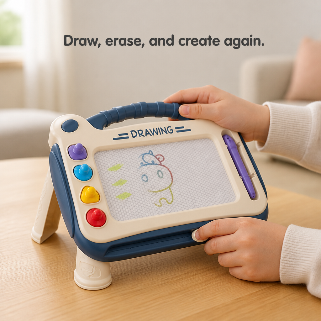Kids Magnetic Drawing Board Reusable Wipe-Clean BPA-Free