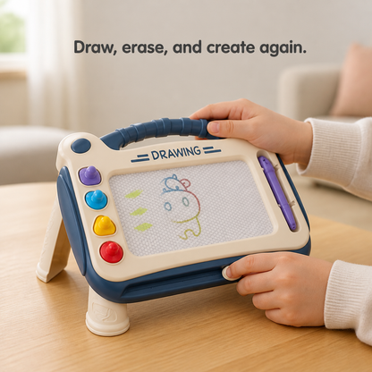 Kids Magnetic Drawing Board Reusable Wipe-Clean BPA-Free