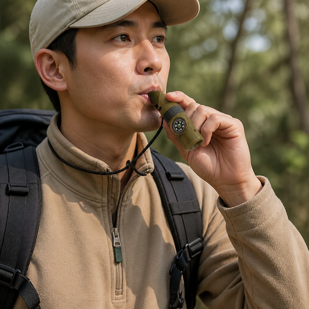 Survival Tool 7-in-1 Whistle, LED Flashlight & Compass