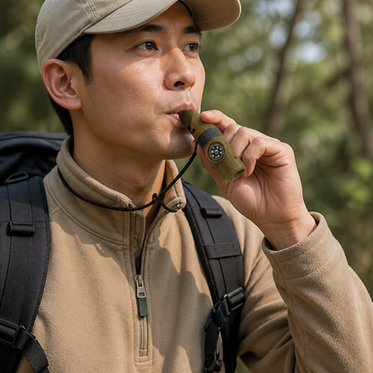 Survival Tool 7-in-1 Whistle, LED Flashlight & Compass