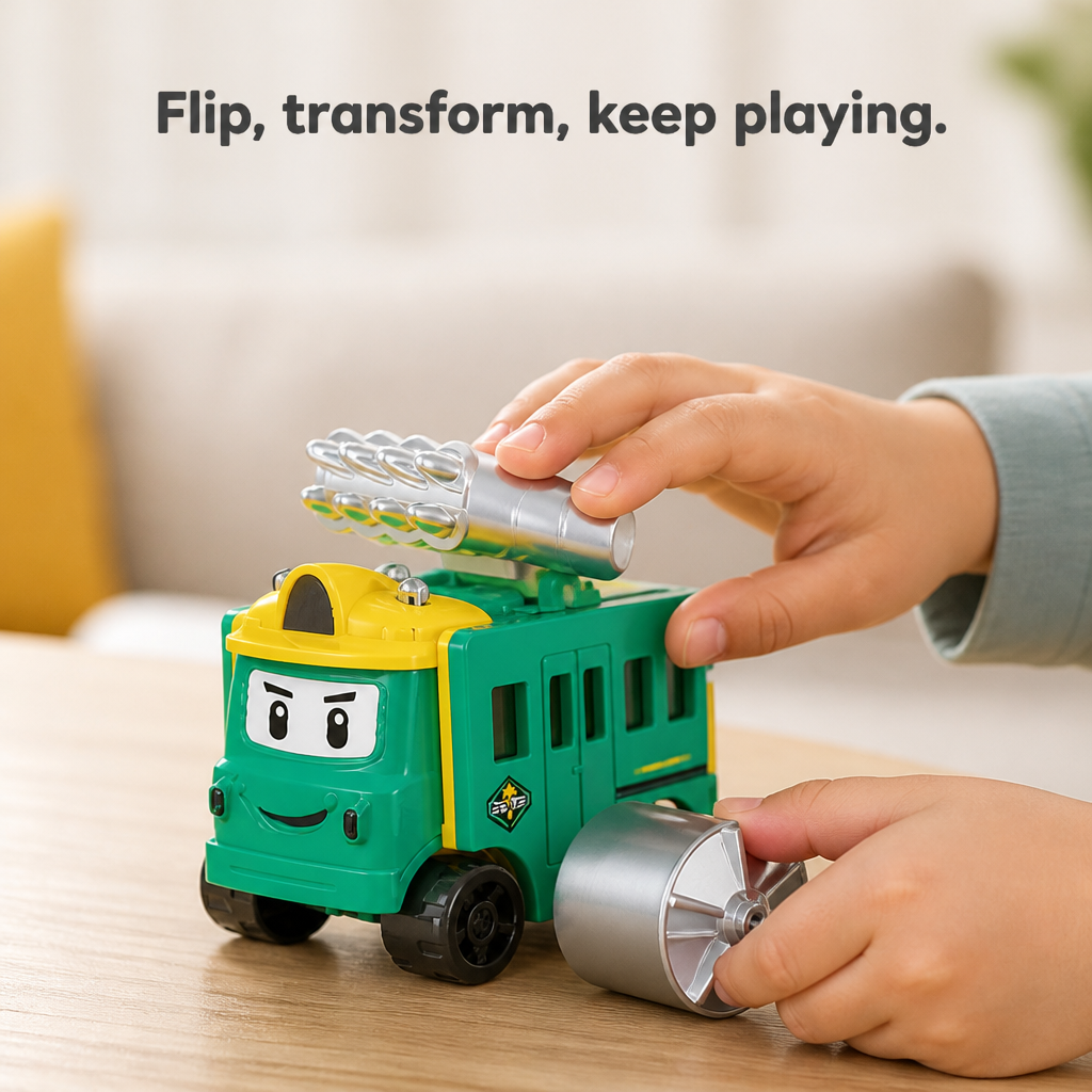 Transforming Toy Car 2-in-1 One-Hand Operation Child-Safe Plastic