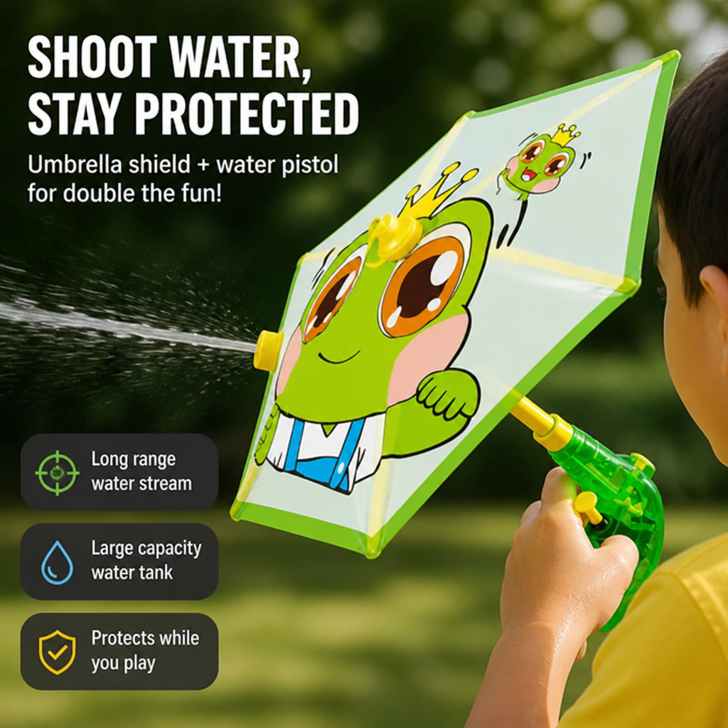 Kids Umbrella 2-in-1 Water Pistol Long-Range & Large Tank