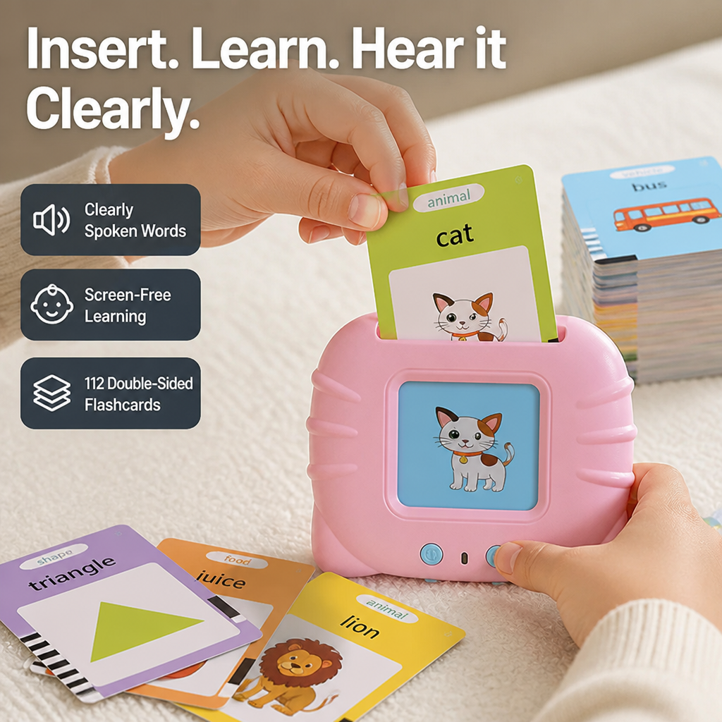 Flashcard Reader Talking Screen-Free Includes Cards