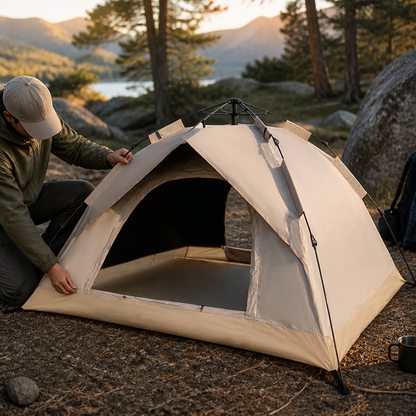 Camping Tent 2-Person Quick-Pitch Water-Repellent & Mesh Windows