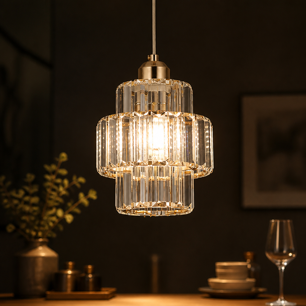 Crystal Pendant Light | Nordic LED | Iron Frame, Adjustable Length for Living & Dining