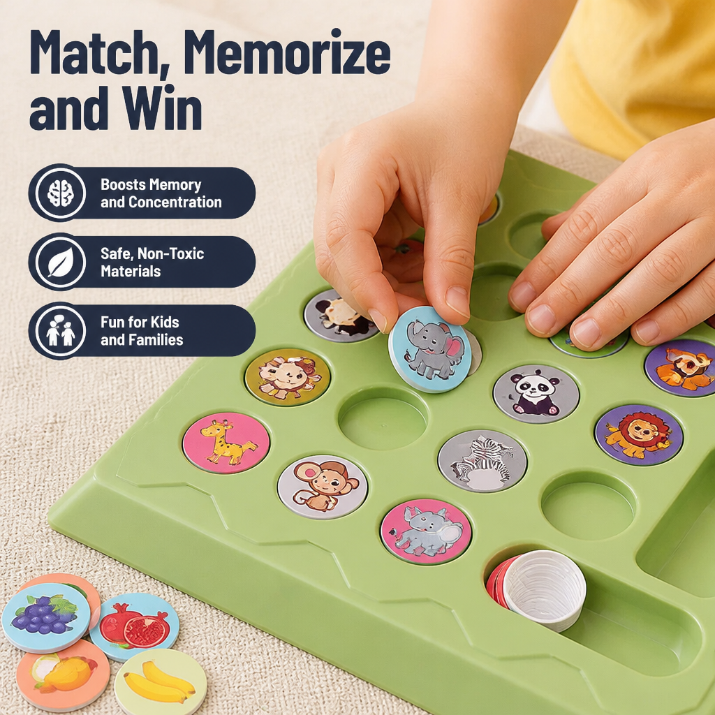 Memory Game Animal Matching 18 Pairs Non-Toxic Cardboard