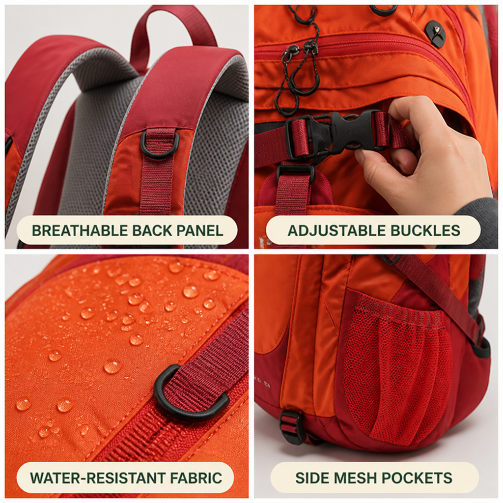Hiking Backpack Multi-Compartment Laptop Sleeve Padded Breathable Back Panel