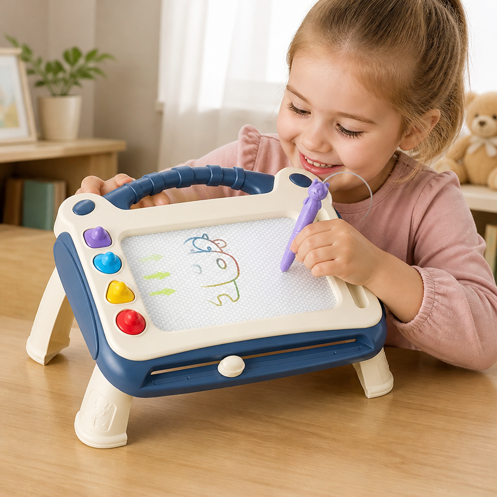Kids Magnetic Drawing Board Reusable Wipe-Clean BPA-Free