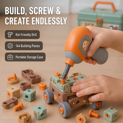 Building Set 144 Piece Toy Drill & Storage Case