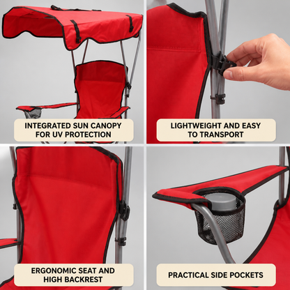 Folding Chair Integrated Sun Canopy Lightweight & Foldable