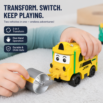 Transforming Toy Car 2-in-1 One-Hand Operation Child-Safe Plastic