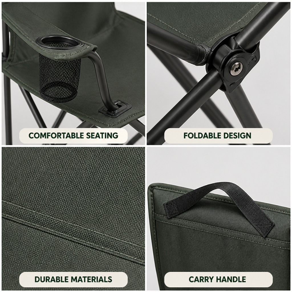 Portable Outdoor Chair Lightweight Foldable Carry Handle