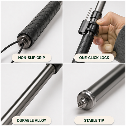 Walking Stick Collapsible One-Click Lock Non-Slip Ergonomic Grip