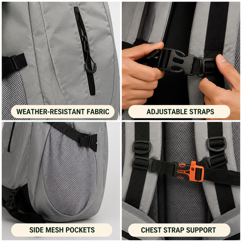 Hiking Backpack Weather-Resistant Ergonomic Straps & Multiple Compartments