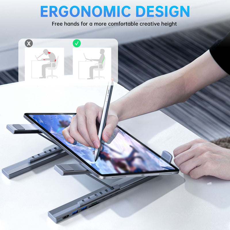 VertoRise™ Hub Stand — Power Through Your Day with Effortless Comfort and Clutter-Free Focus