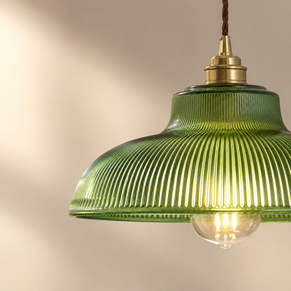 Pendant light | Vintage green glass lampshade | 30cm, E27 base & iron frame
