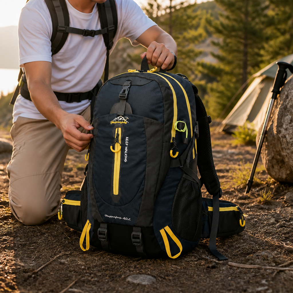 Hiking Backpack Waterproof 40L Padded Back & Adjustable Straps