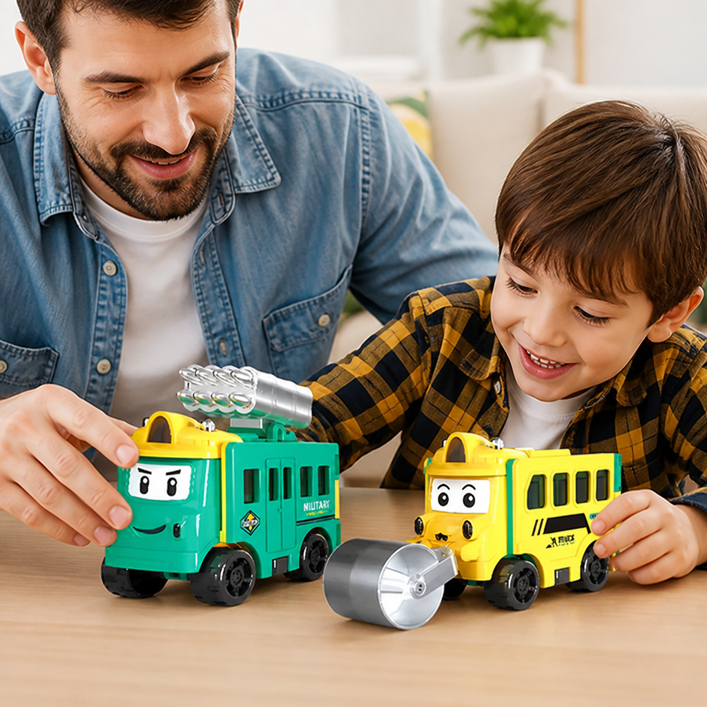 Transforming Toy Car 2-in-1 One-Hand Operation Child-Safe Plastic