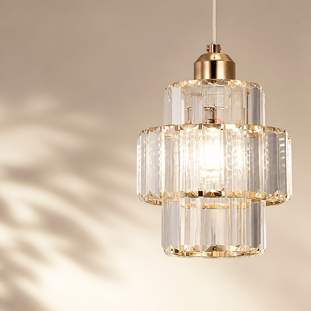 Crystal Pendant Light | Nordic LED | Iron Frame, Adjustable Length for Living & Dining