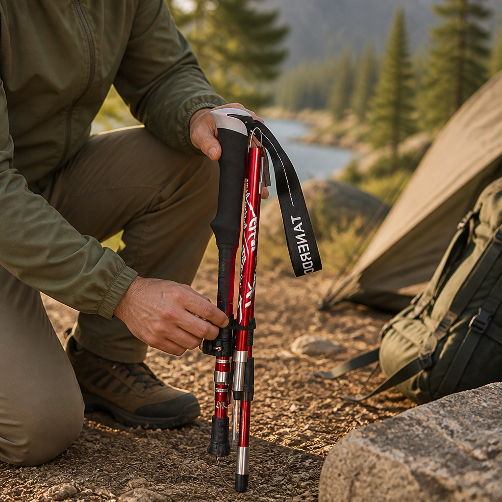 Trekking Poles Adjustable Foldable Aluminum Shaft & Tungsten Tips