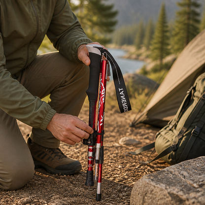 Trekking Poles Adjustable Foldable Aluminum Shaft & Tungsten Tips