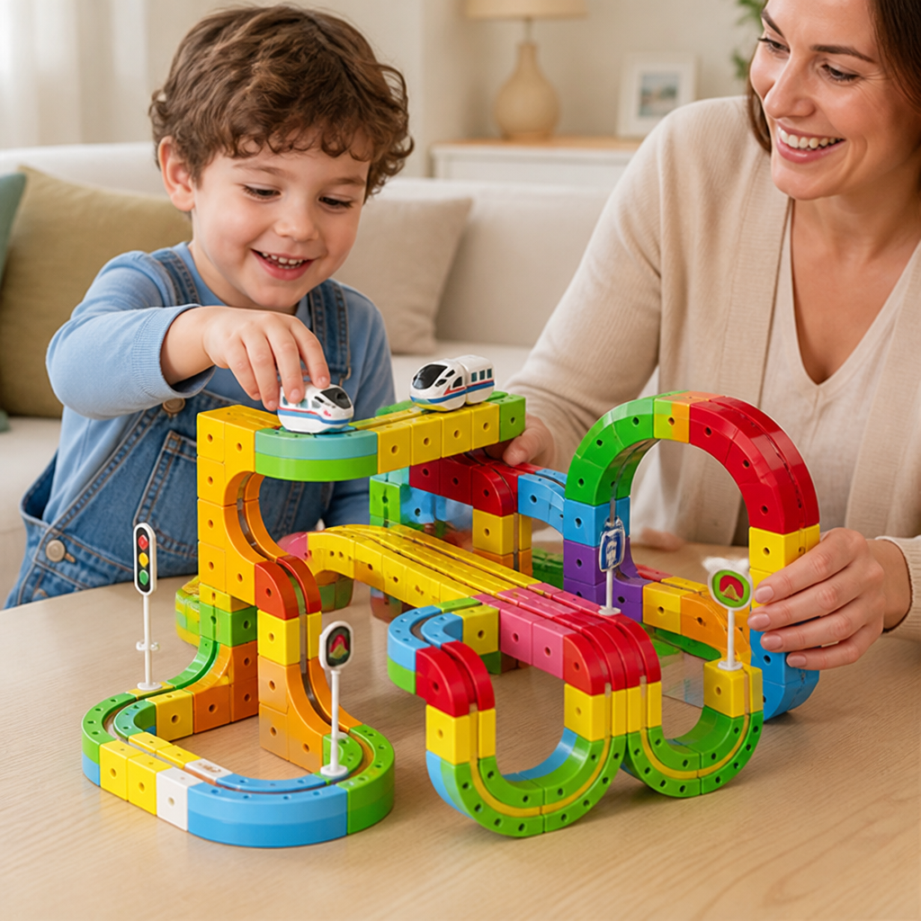 Kids Train Set Magnetic Track & Modular Blocks