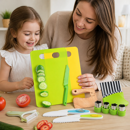 Kids Play Kitchen Set Montessori Safe Cutting Tools