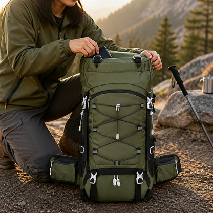 Hiking Backpack Water-Resistant Ergonomic Padded Straps 36-55L Capacity